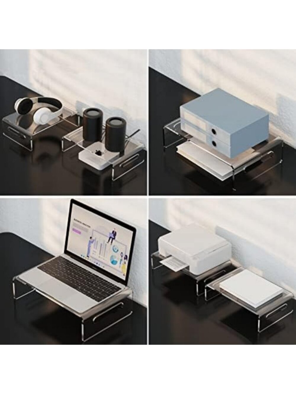 2-Pack Acrylic Monitor Stand Riser for Computer, Adjustable Height & Stylish - Picture 6 of 6